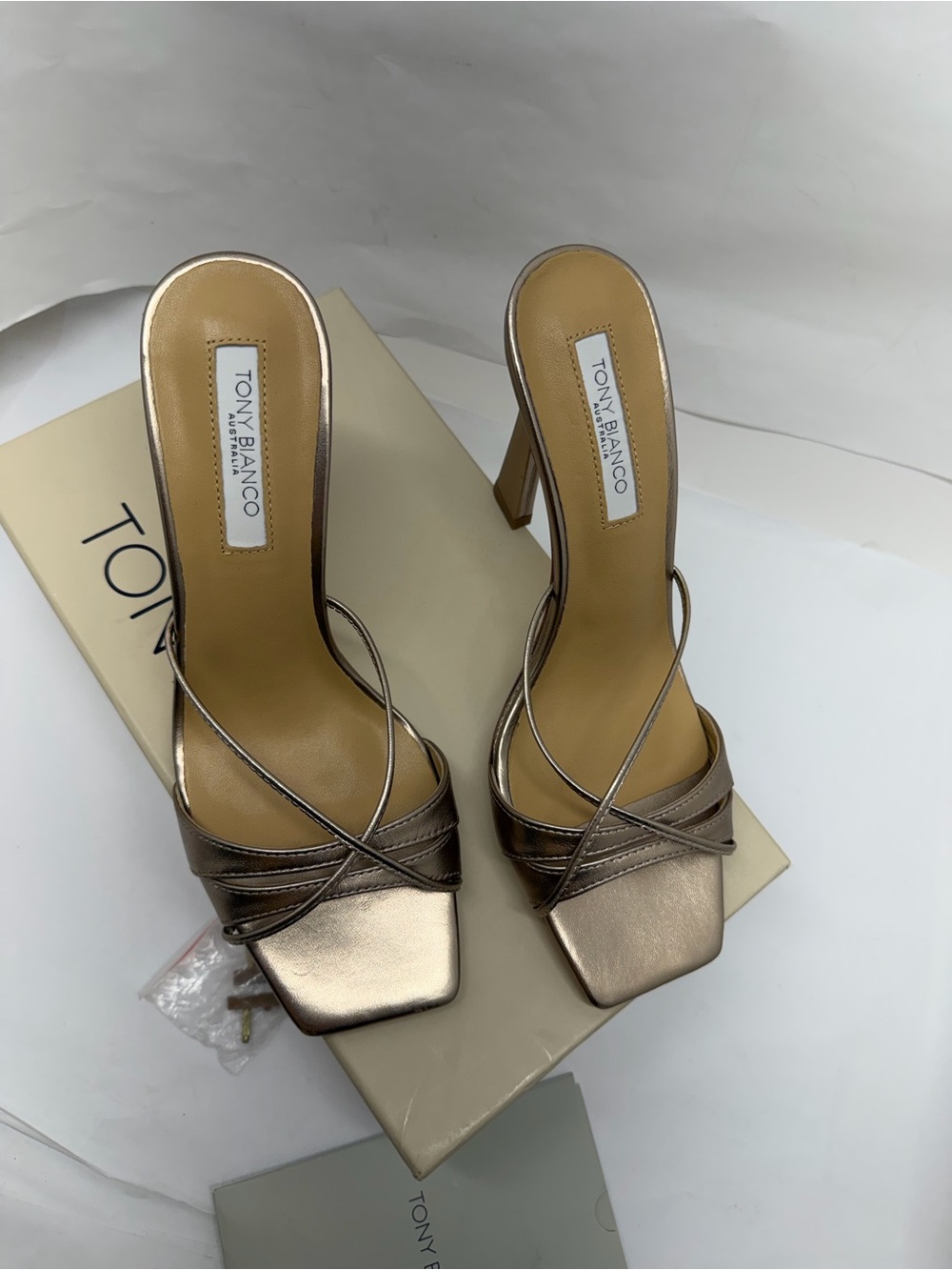 Tony Bianco Vanquish Mule in Amber Metallic open toe high heel pink silver - Picture 3 of 6